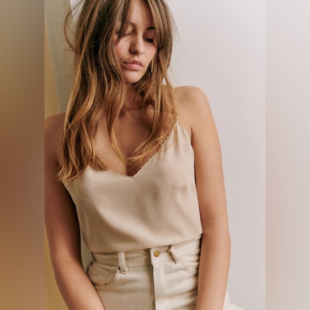 Sold out NWT - Sezane Adriano Tank Top Creme silk size 4 (36)